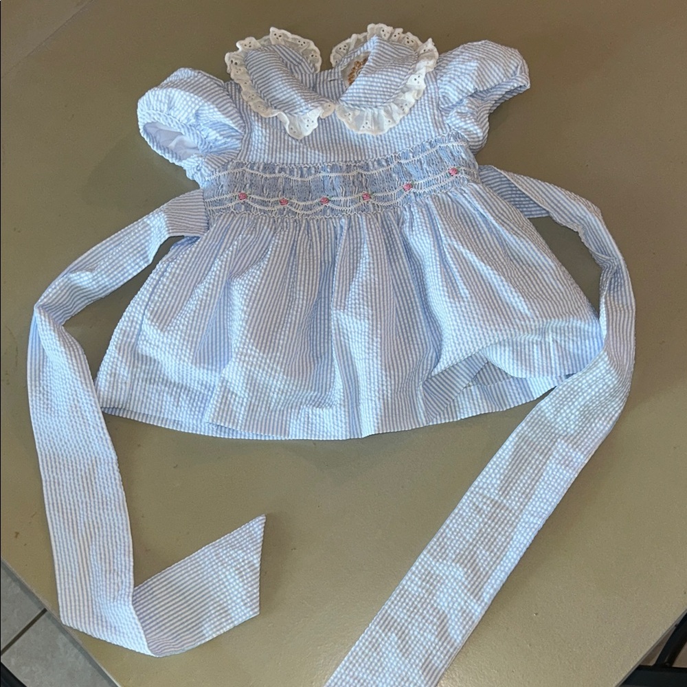 TBBC Dottie Hart Dress - Breakers Blue Seersucker